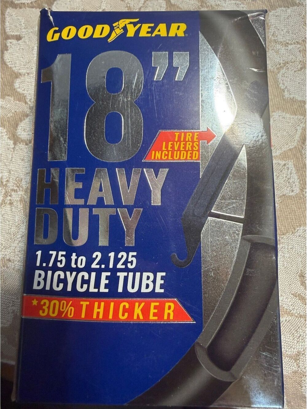 Goodyear 18" Heavy Duty Bicycle Tube 1.75 to 2.125 with Tire Levers Included